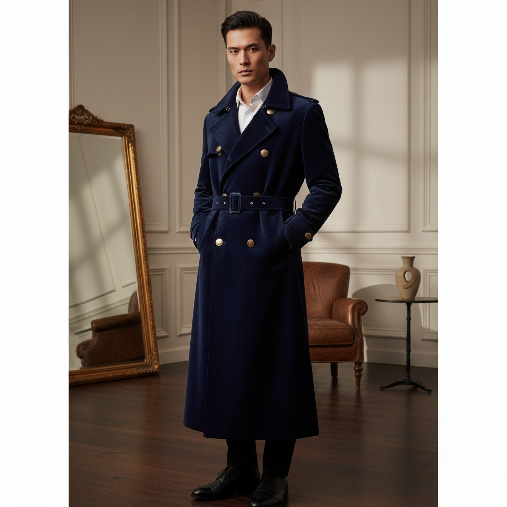 포멀 벨벳 롱 트렌치코트