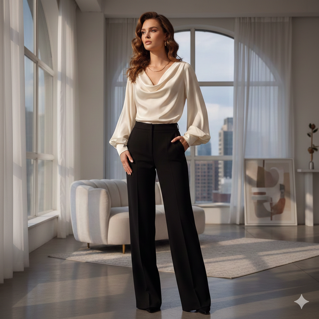 럭셔리 실크 블라우스