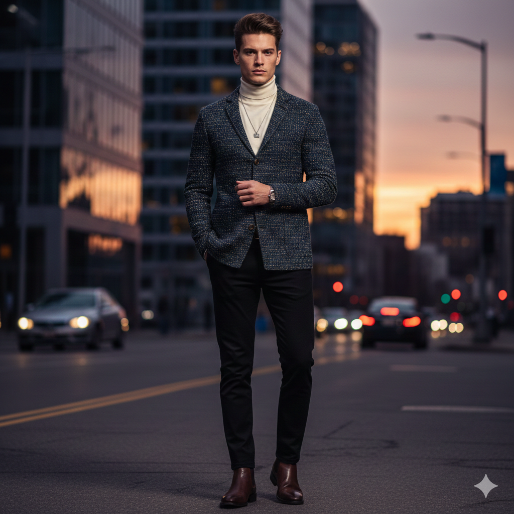 트렌디 트위드 슬림핏 가디건